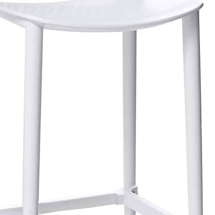 Set of Four 30" White Heavy Duty Plastic Low Back Bar Height Bar Chairs