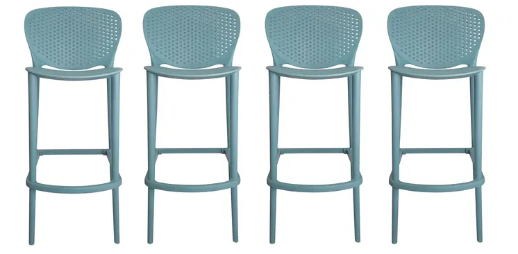 Set of Four 26" Green Heavy Duty Plastic Low Back Counter Height Bar Chairs