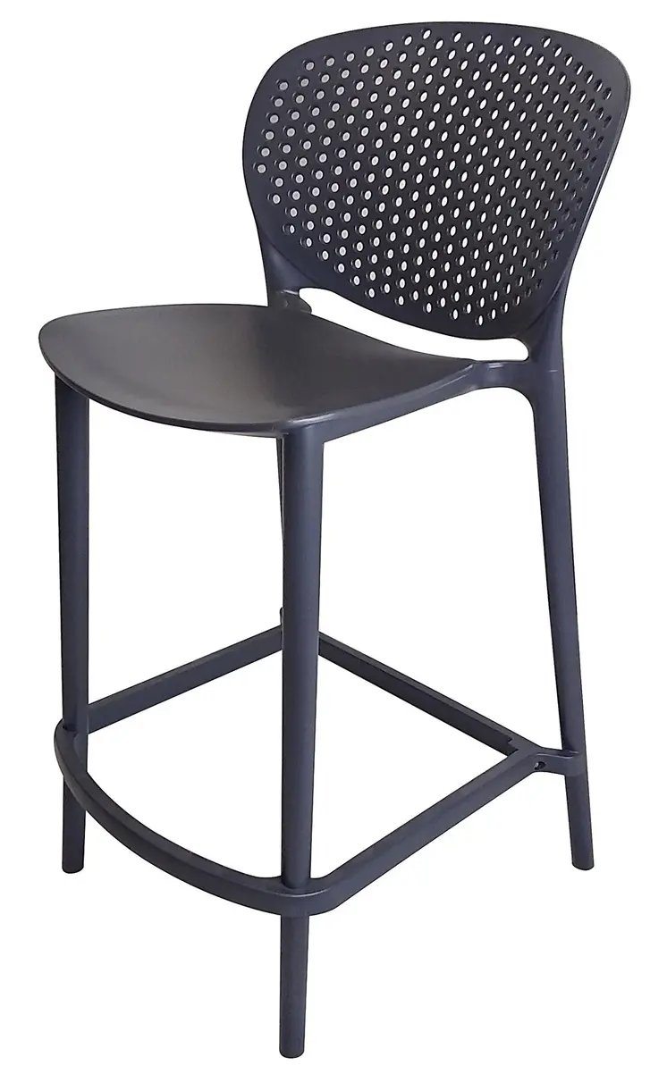 Set of Four 26" Dark Gray Heavy Duty Plastic Low Back Counter Height Bar Chairs