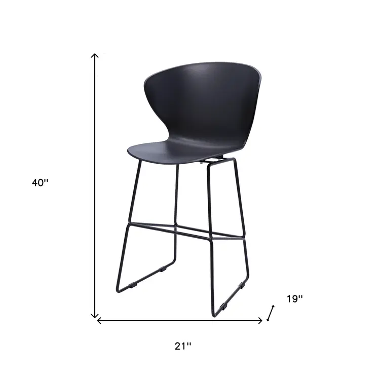 Set of Two 26" Black Heavy Duty Plastic and Metal Low Back Counter Height Bar Chairs