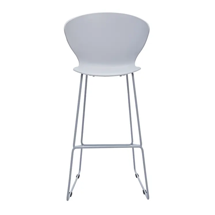 Set of Two 30" Gray Heavy Duty Plastic and Metal Low Back Bar Height Bar Chairs