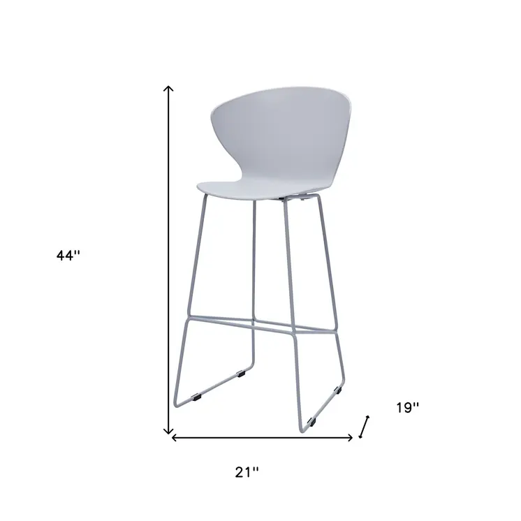 Set of Two 30" Gray Heavy Duty Plastic and Metal Low Back Bar Height Bar Chairs