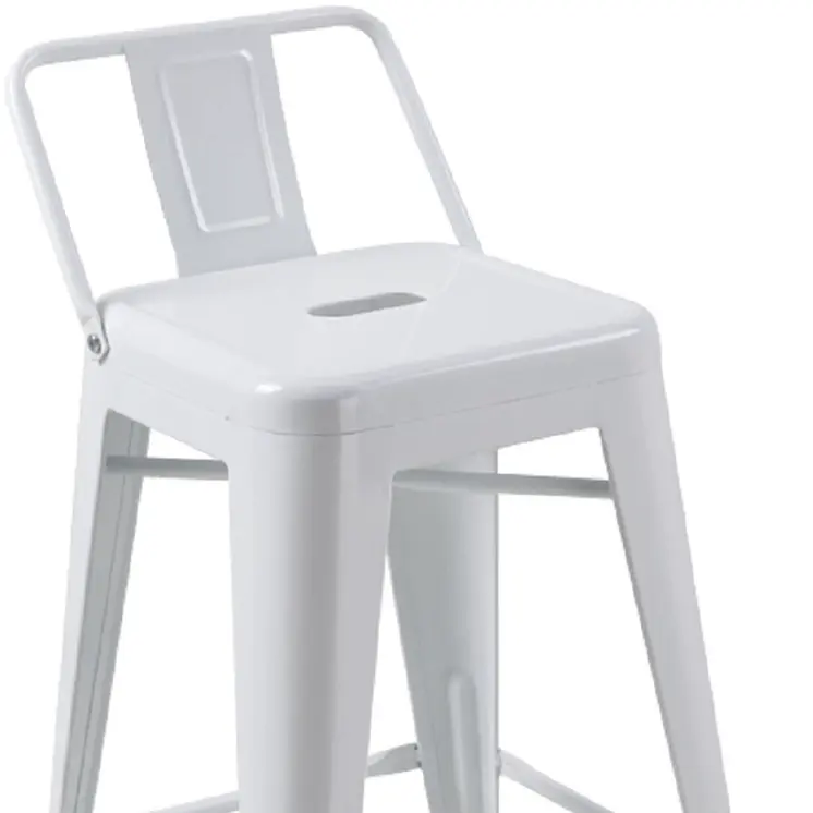 Set of Four 26" White Steel and Metal Low Back Counter Height Bar Chairs