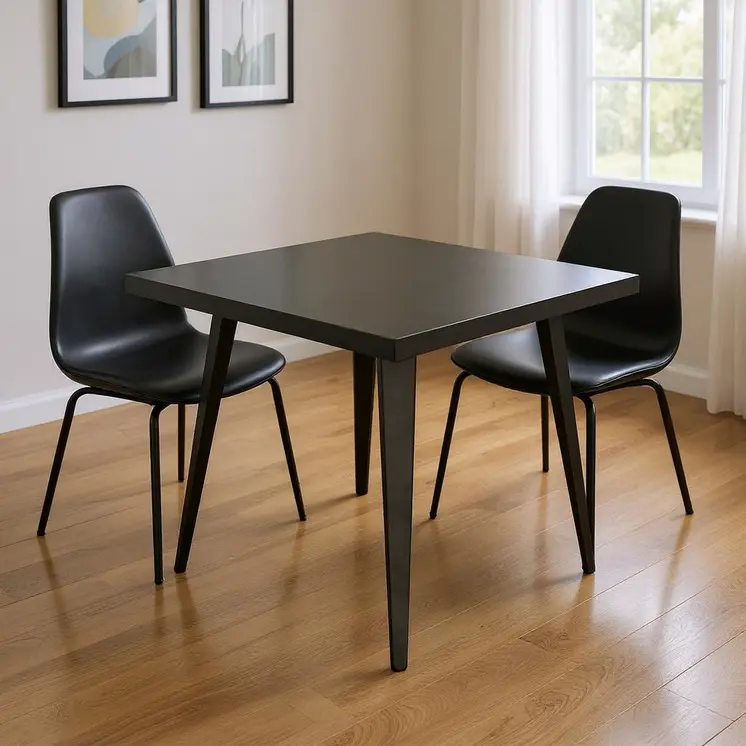 32" Gray Steel And Metal Square Dining Table