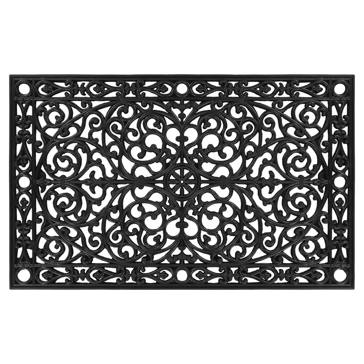 30" X 48" Black Rubber Scrollwork Outdoor Door Mat