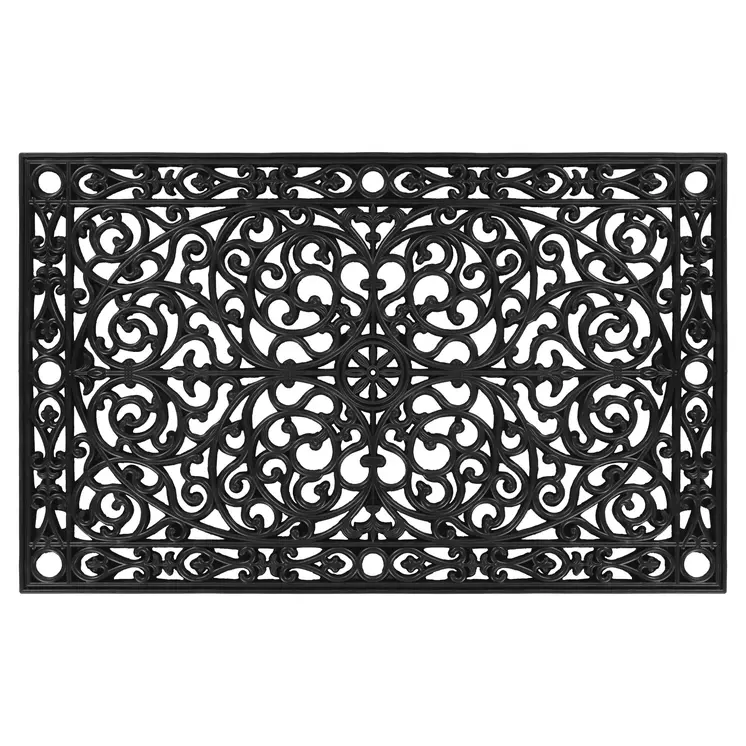 30" X 48" Black Rubber Scrollwork Outdoor Door Mat
