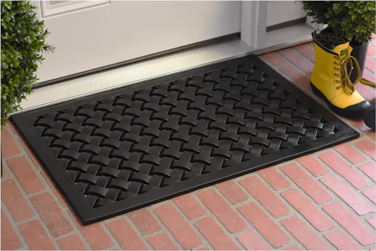 24" X 36" Black Rubber Weave Outdoor Door Mat