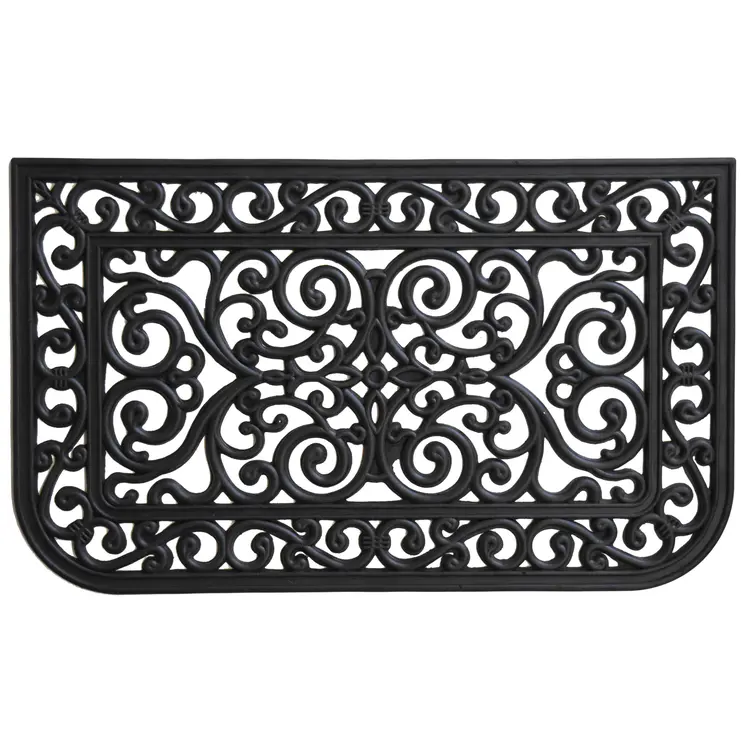 18" X 30" Black Rubber Scrollwork Outdoor Door Mat