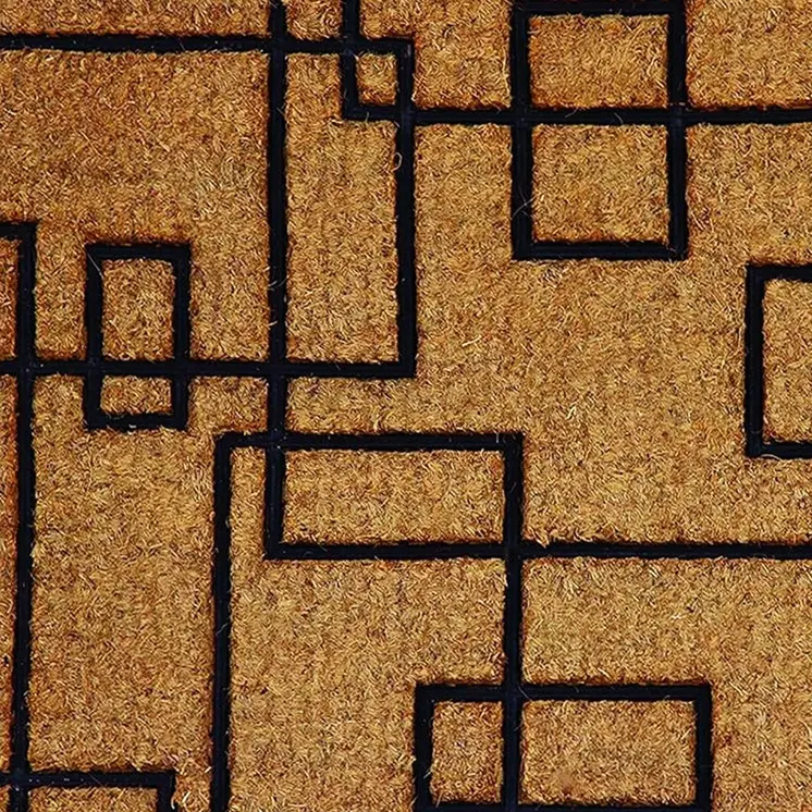 24" X 36" Natural and Black Coir Geometric Outdoor Door Mat