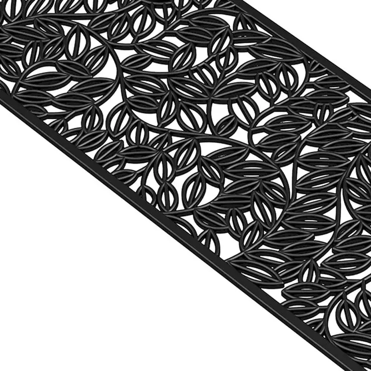 22" X 48" Black Rubber Botanical Leaves Outdoor Door Mat