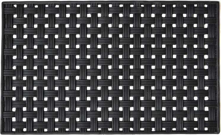 18" X 30" Black Rubber Weave Outdoor Door Mat