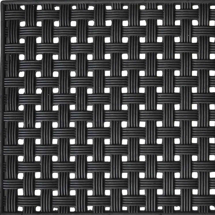 18" X 30" Black Rubber Weave Outdoor Door Mat