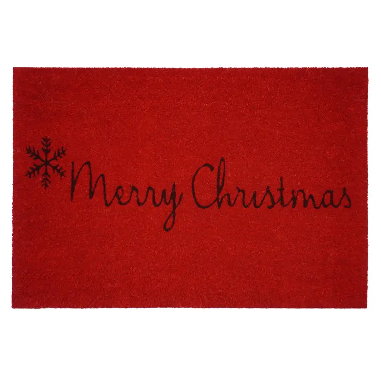 24" X 36" Red and Black Coir Merry Christmas Outdoor Christmas Door Mat