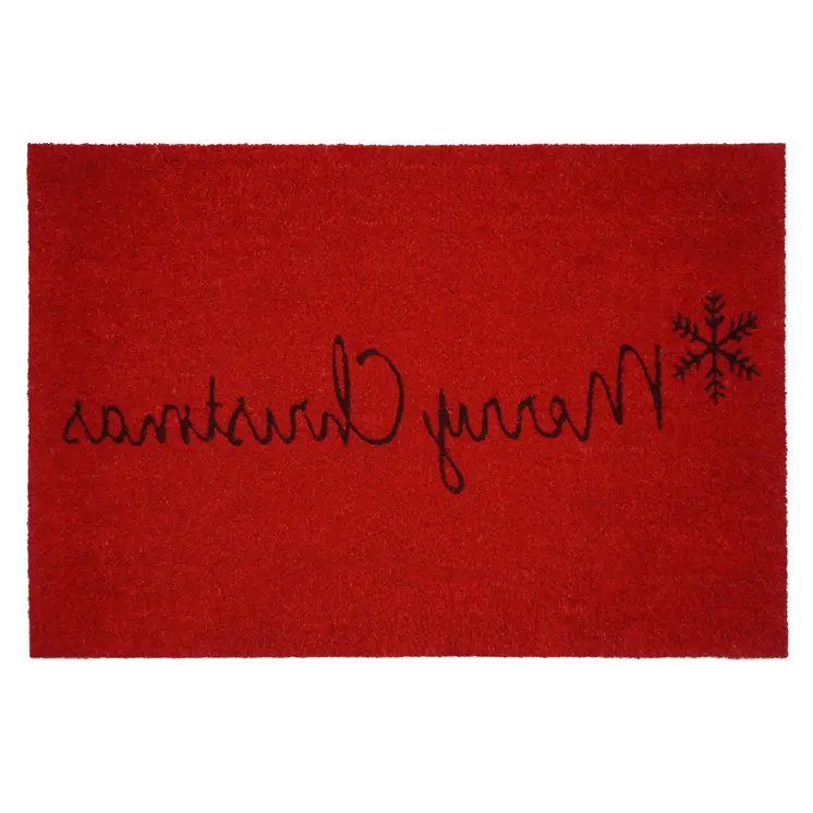 24" X 36" Red and Black Coir Merry Christmas Outdoor Christmas Door Mat