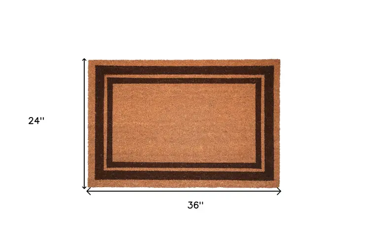 24" X 36" Natural and Black Coir Geometric Outdoor Door Mat