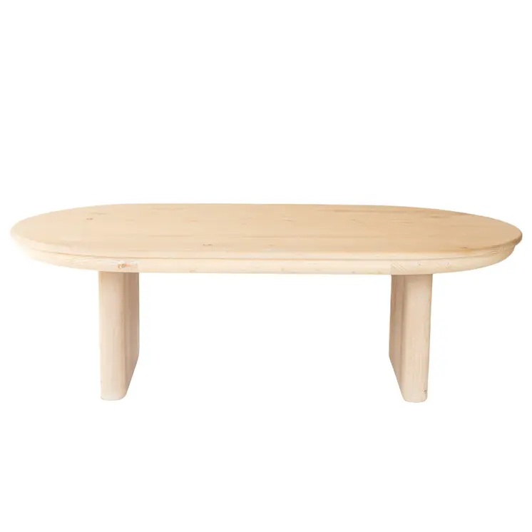 54" Natural Solid Wood Oval Solid Coffee Table