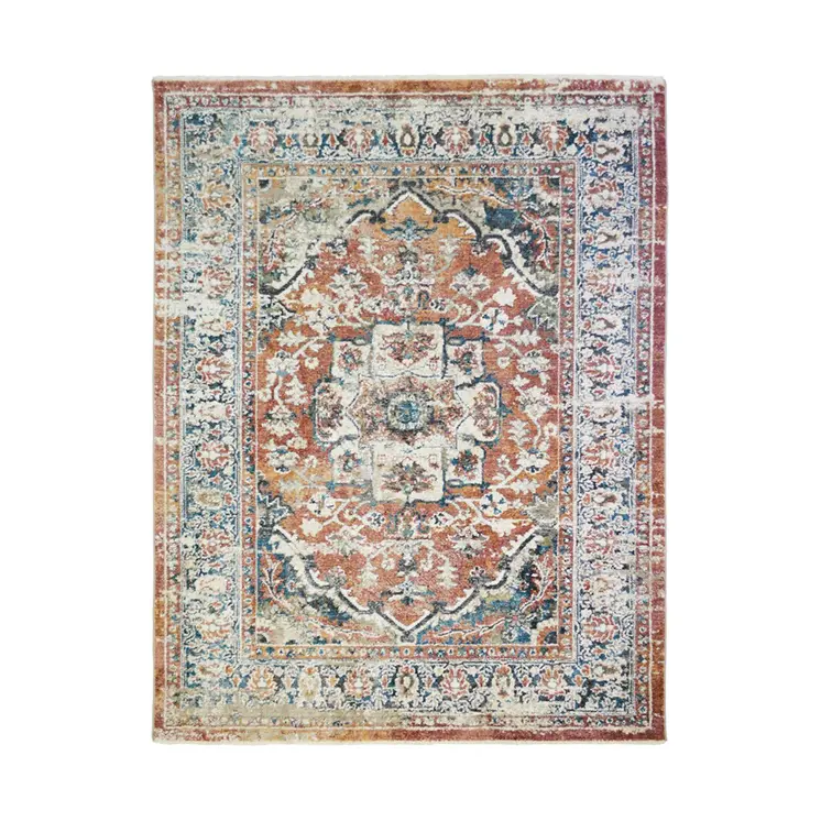 2' X 3' Rust Oriental Distressed Area Rug With Fringe