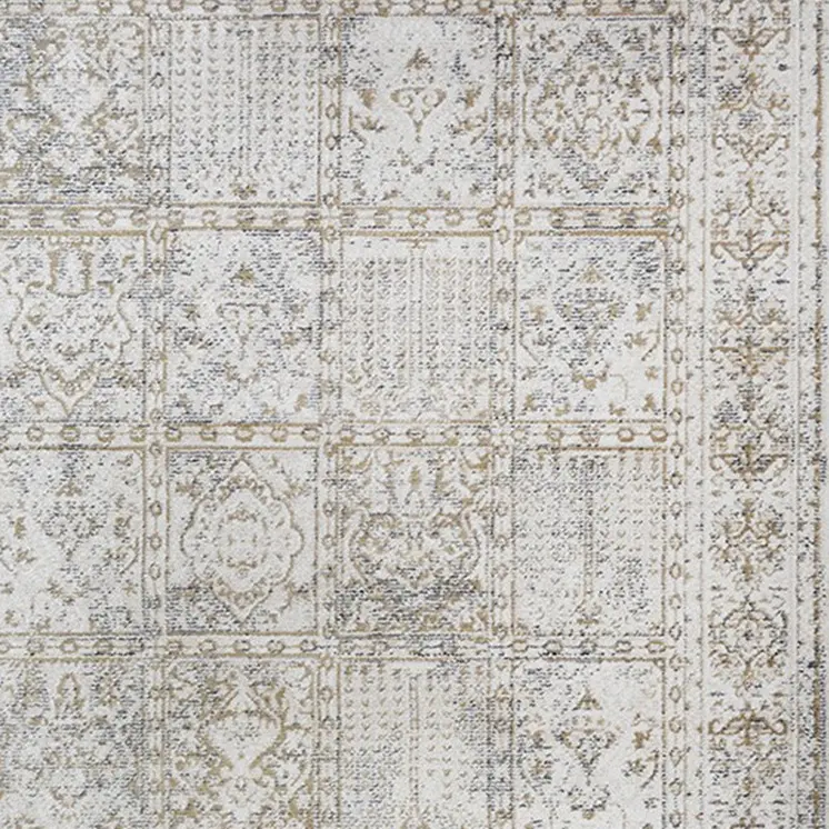 5' X 8' Ivory Oriental Distressed Area Rug With Fringe