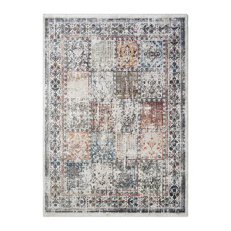 5' X 8' Ivory Oriental Distressed Area Rug With Fringe