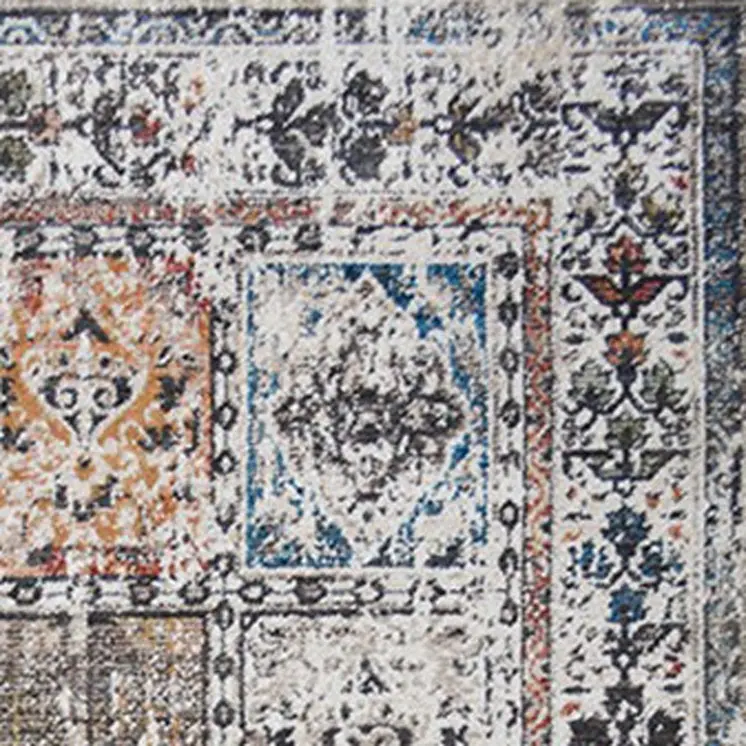 5' X 8' Ivory Oriental Distressed Area Rug With Fringe