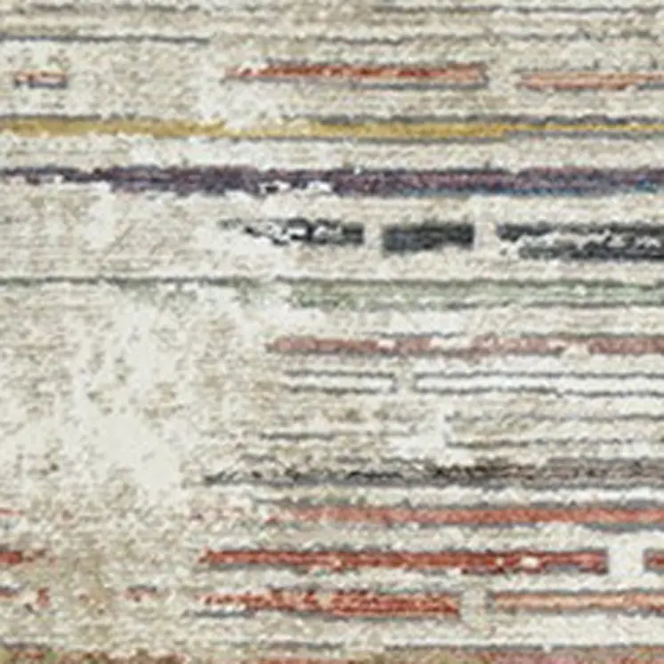 2' X 3' Beige Geometric Distressed Area Rug With Fringe