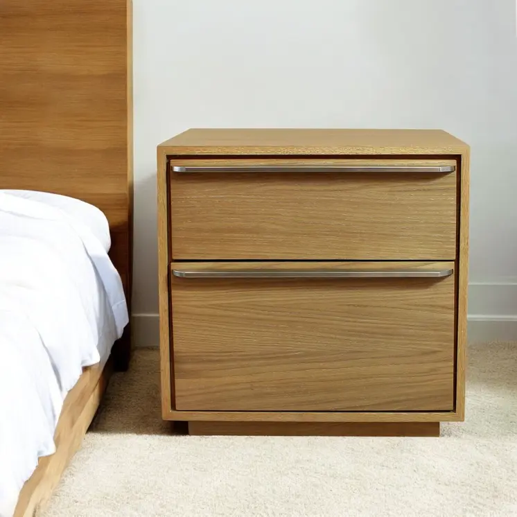 24" Natural Solid and Manufactured Wood Two Drawer Nightstand