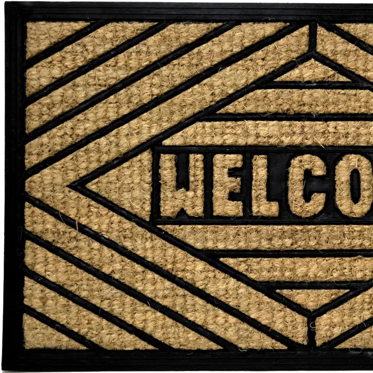 18" X 30" Brown and Black Rubber Welcome Outdoor Door Mat