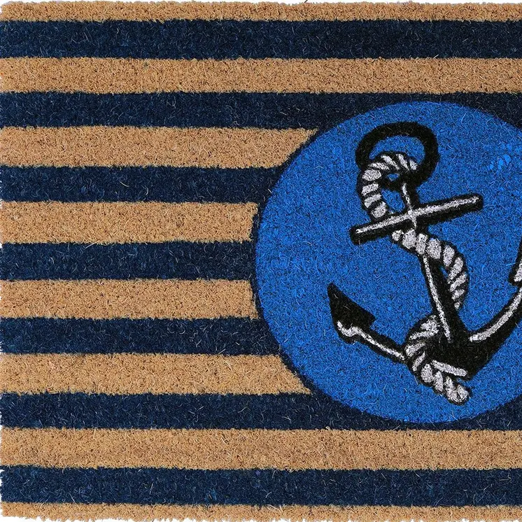 18" X 30" Brown and Blue Coir Anchor Outdoor Door Mat