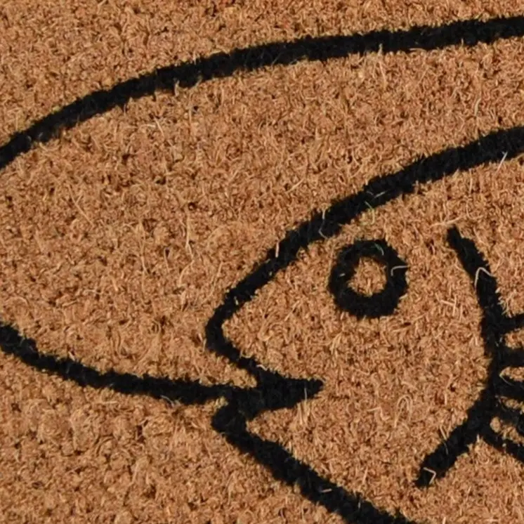 18" X 30" Brown and Black Coir Fish Outdoor Door Mat