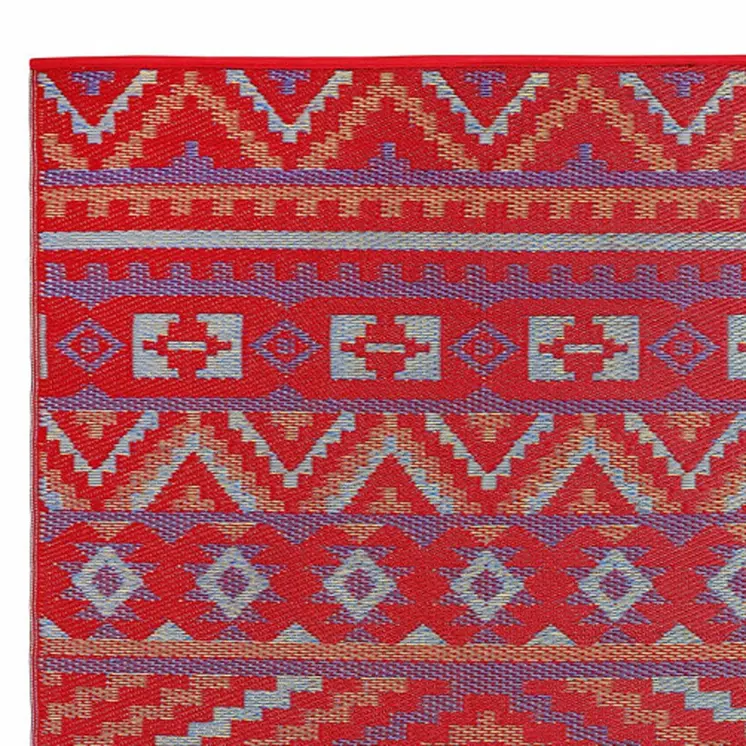 8' X 10' Red Geometric Indoor Outdoor Area Rug
