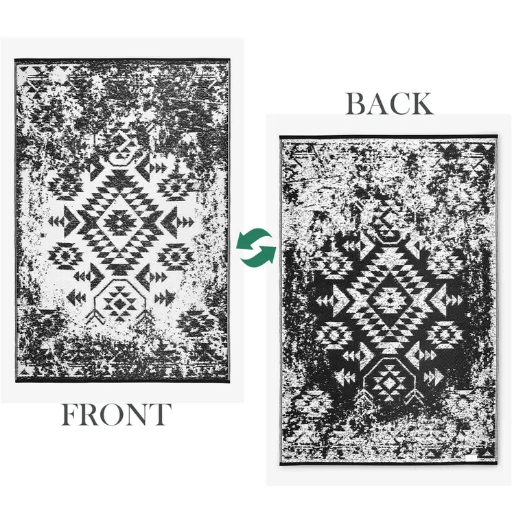 5' X 8' Black Indoor Outdoor Area Rug