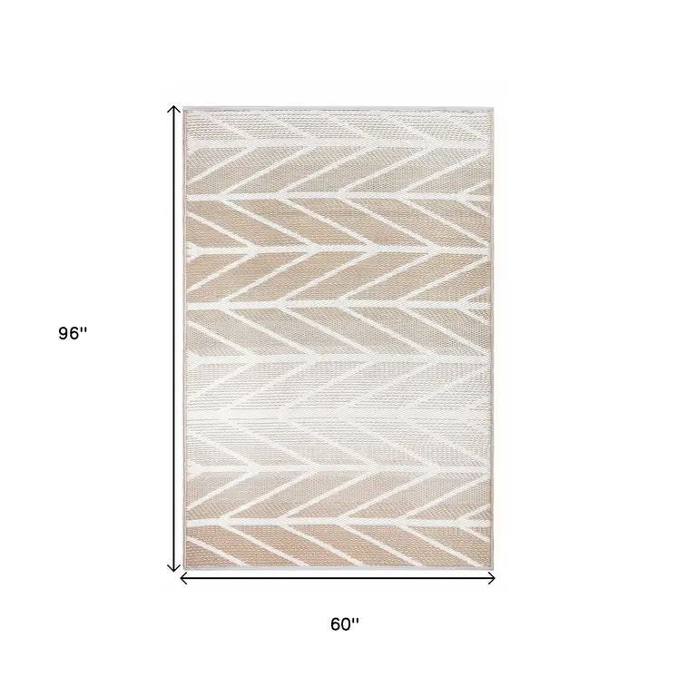 5' X 8' Taupe Geometric Indoor Outdoor Area Rug