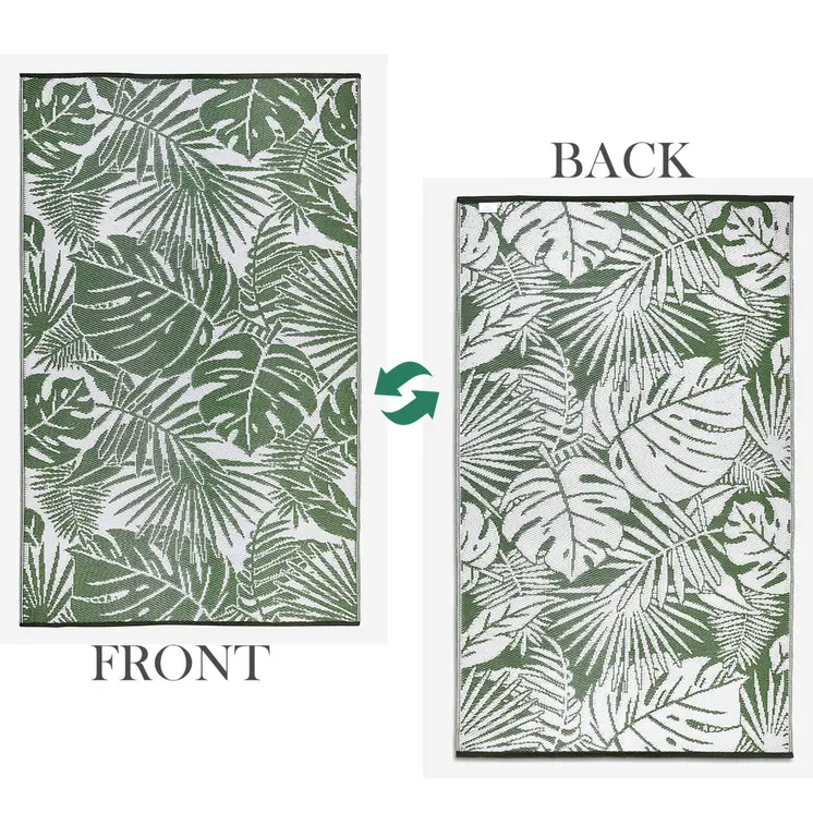 6' X 9' Green Floral Indoor Outdoor Area Rug