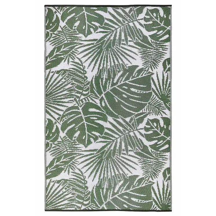 6' X 9' Green Floral Indoor Outdoor Area Rug