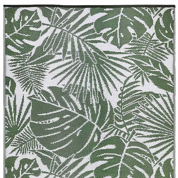 4' X 6' Green Floral Machine Braided Distressed Area Rug With UV Protection