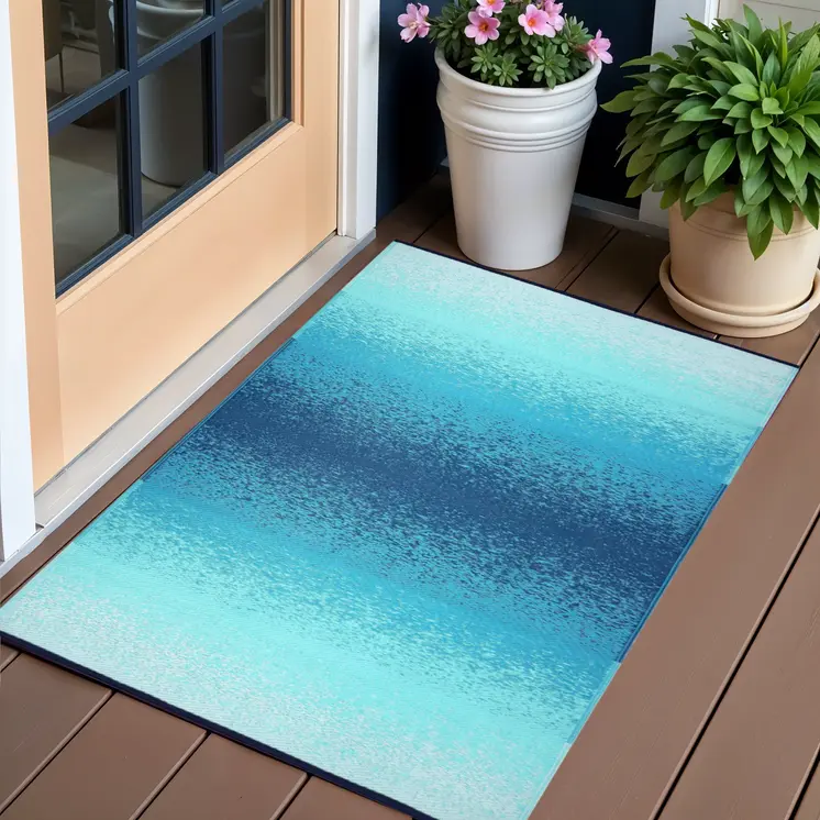 3' X 5' Teal Blue Indoor Outdoor Area Rug