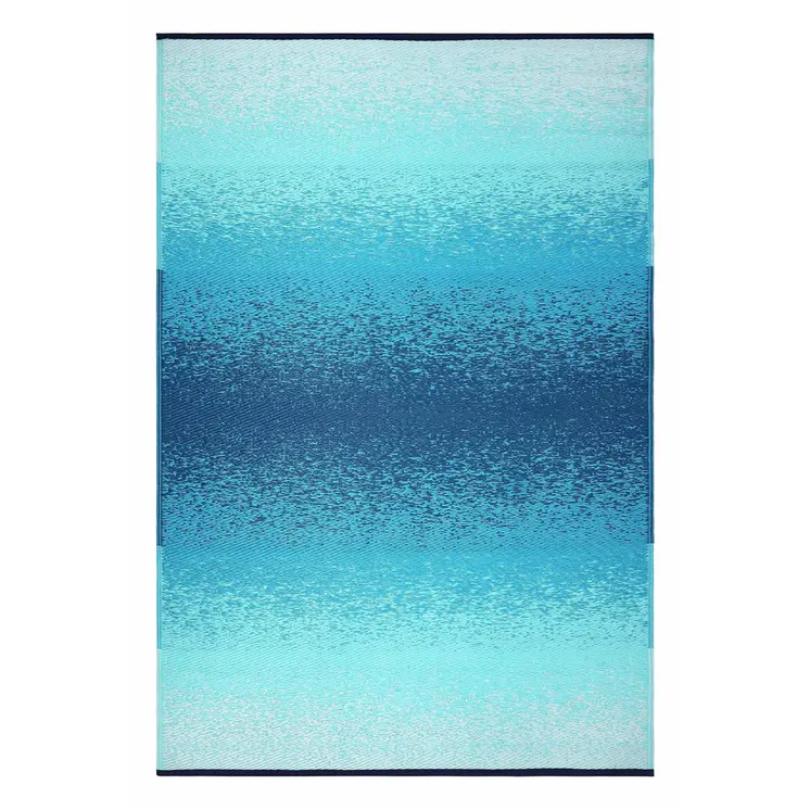 4' X 6' Teal Blue Machine Braided Distressed Area Rug With UV Protection