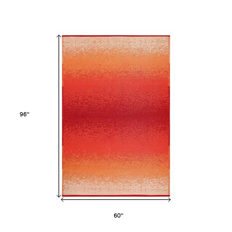 5' X 8' Orange Indoor Outdoor Area Rug