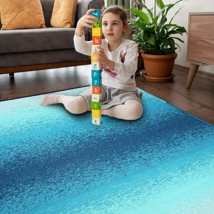 5' X 8' Teal Blue Indoor Outdoor Area Rug