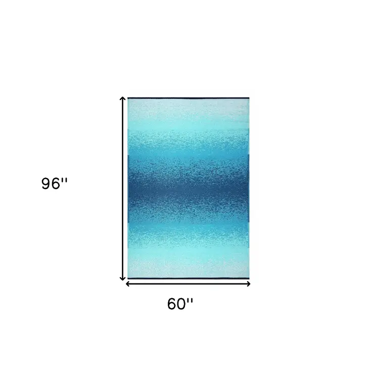 5' X 8' Teal Blue Indoor Outdoor Area Rug