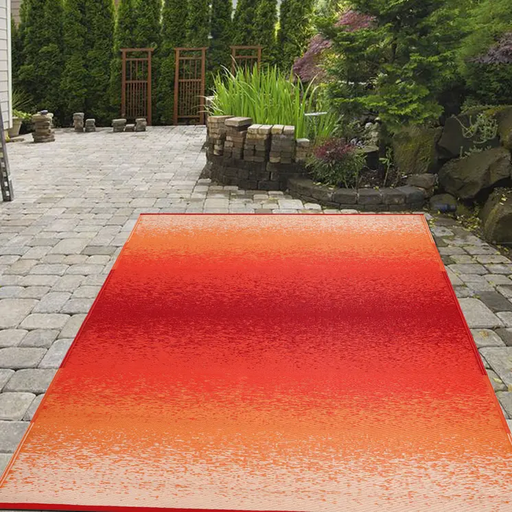 6' X 9' Orange Indoor Outdoor Area Rug