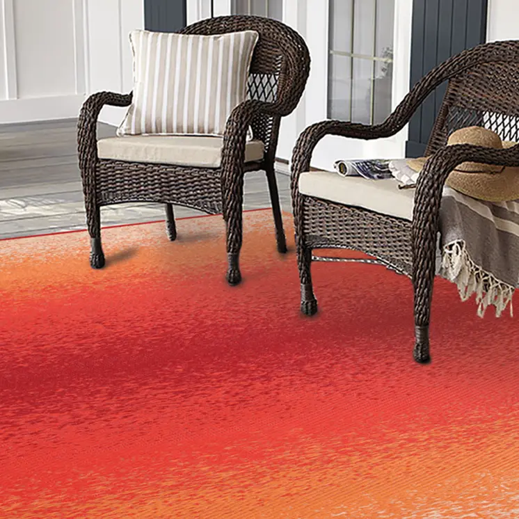 8' X 10' Orange Indoor Outdoor Area Rug
