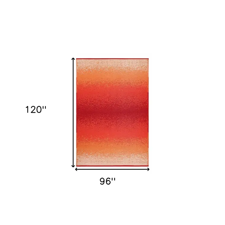 8' X 10' Orange Indoor Outdoor Area Rug