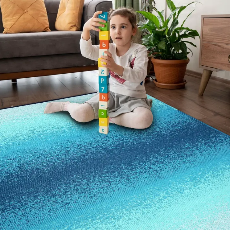 8' X 10' Teal Blue Indoor Outdoor Area Rug