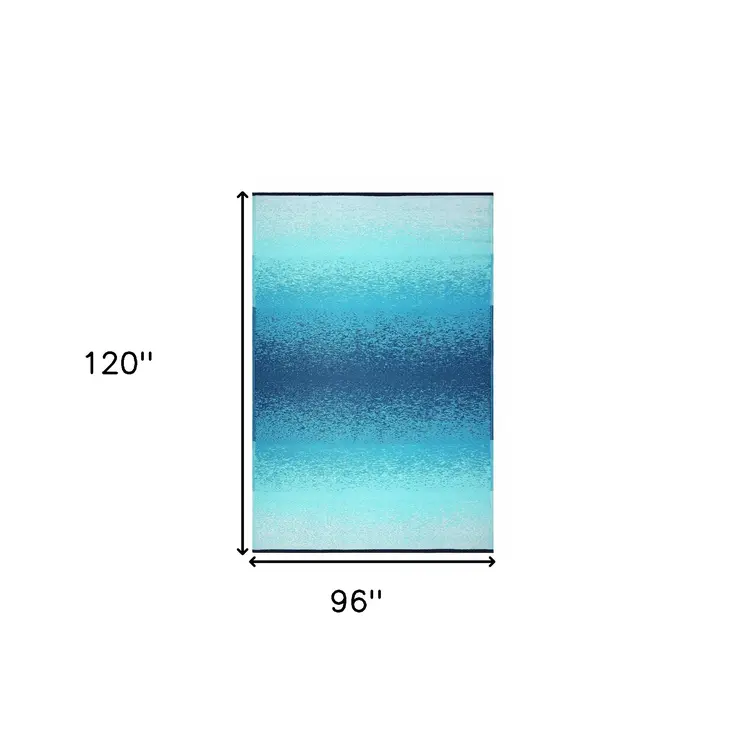 8' X 10' Teal Blue Indoor Outdoor Area Rug