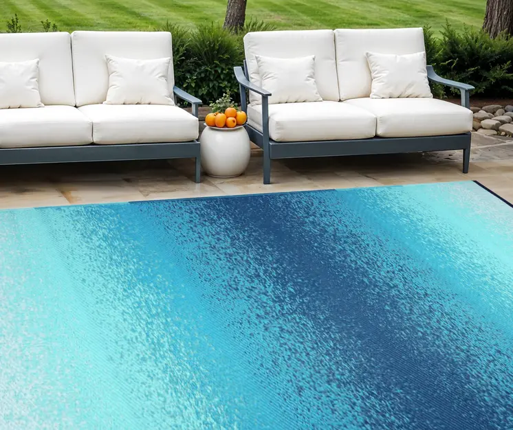 8' X 10' Teal Blue Indoor Outdoor Area Rug