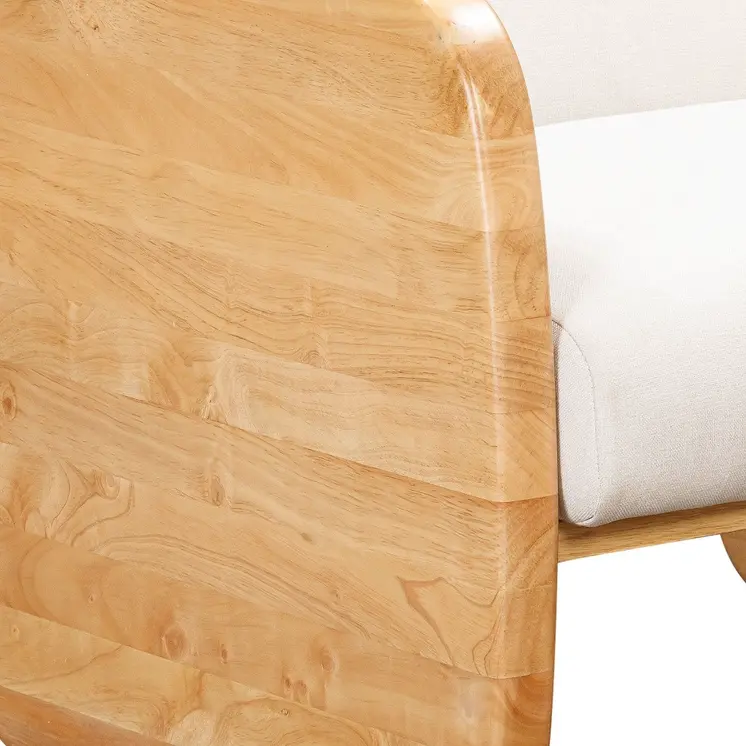 29" White And Natural Linen Arm Chair