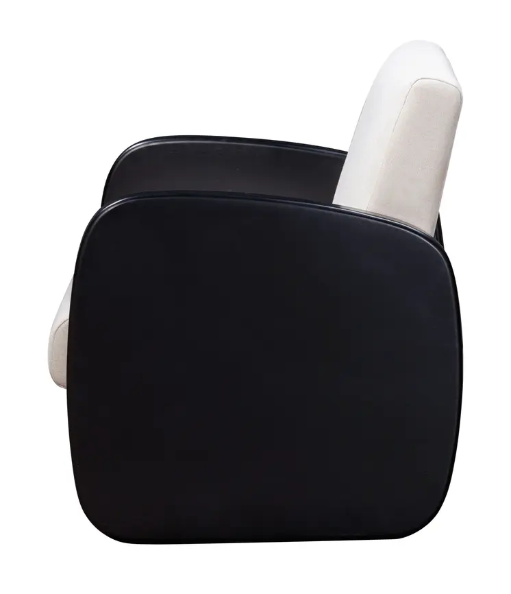 29" White And Black Linen Arm Chair