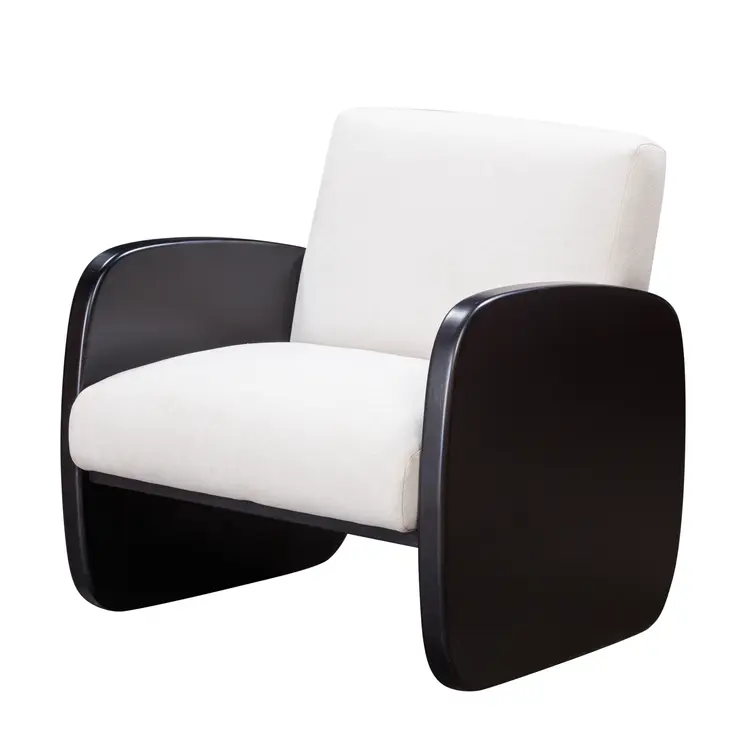29" White And Black Linen Arm Chair