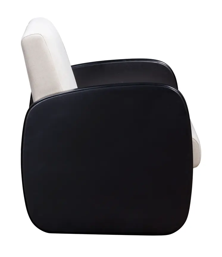 29" White And Black Linen Arm Chair